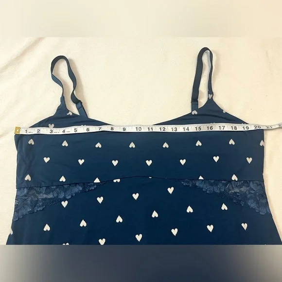 Victoria’s Secret Modal Lace Trim Sweetheart Blue Shibori Heart Slip Dress XXL - Picture 10 of 16